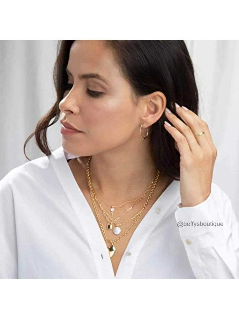 18K Gold Plated Hammered 1-Inch Small Hoop Earrings for Women
